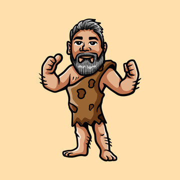 recommend clip art: strong caveman cartoon character isolated drawing line art style sketch classic vintage design illustration