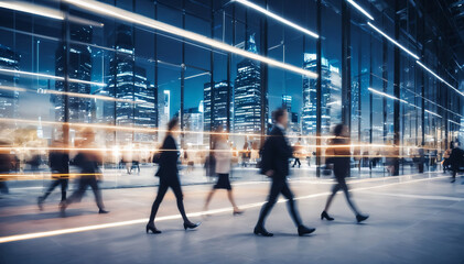 Fototapeta premium Abstract people office against glass