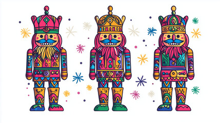 A traditional nutcracker figure with bright colors