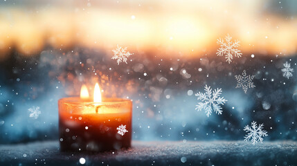 Frosty windowpane with snowflakes