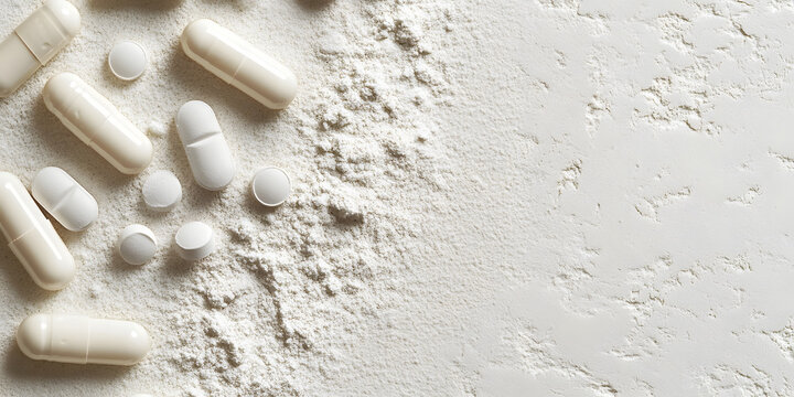 Magnesium Glycinate Supplement Capsules Pills Powder White Background Health Wellness Organic Product