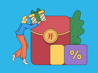 Online shopping e-commerce coupon concept flat vector concept operation hand drawn illustration
