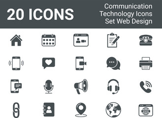 Communication Icons Set Website, Phone, Messaging, Location and website symbols. Vector Illustration. Icon Set