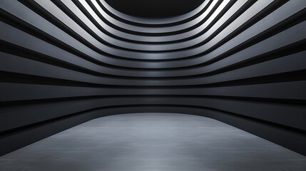 Fototapeta premium Abstract Dark Grey Curved Lines Interior Design Background