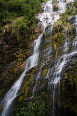 Waterfalls and cliffs during Annapurna trek in Nepal Himalaya