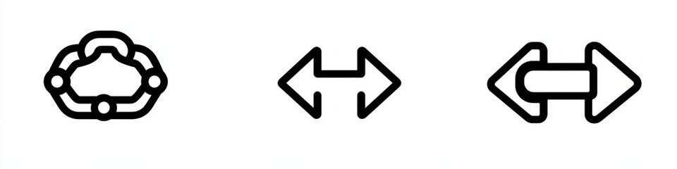 Black and White Vector Icon Set for Links, Share, Connection, External Link, Delete, Chain, Network, Web UI Design