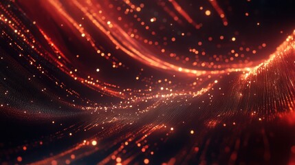 Fototapeta premium Abstract digital waves with glowing particles, creating a dynamic visual experience.