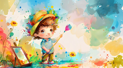 Fototapeta premium Watercolor painting cartoon Creator