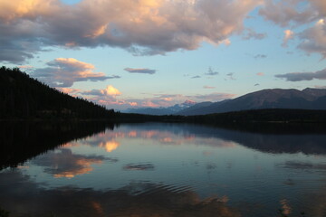 Sunset On Pyramid Lake, Jasper National Park, Alberta