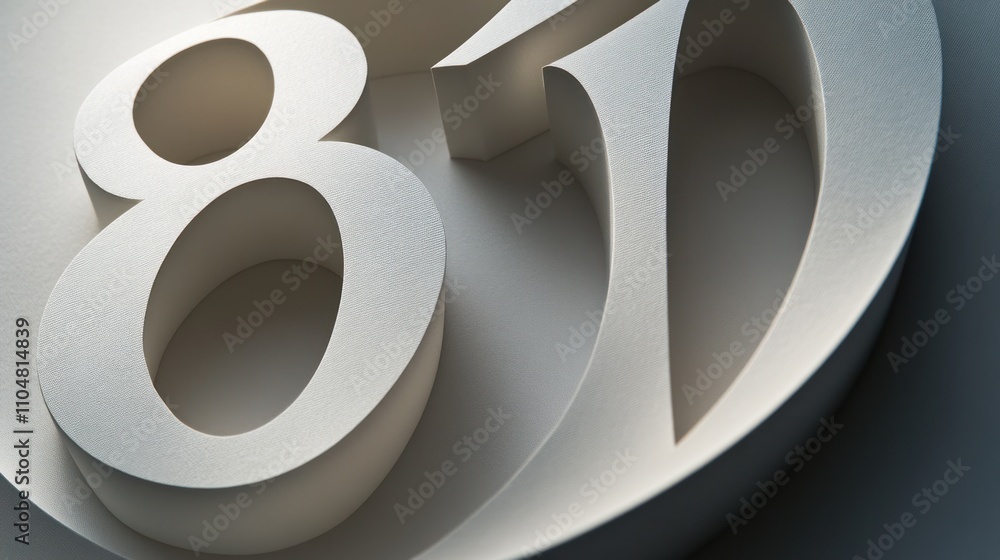 Poster a close-up of stylized 3d numbers 8 and 7, emphasizing texture and depth.