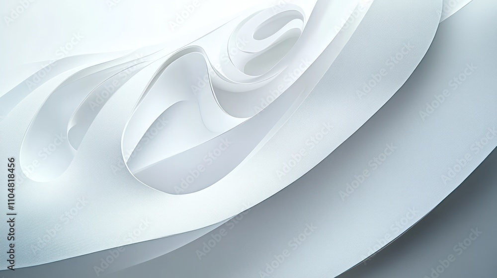 Poster abstract composition of flowing white shapes creating a serene and modern aesthetic.