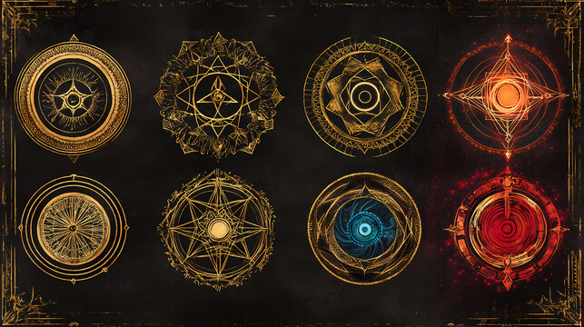 Spiritual sacred geometry chakra energy runic - by generative ai. Runic. Illustration