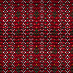 Red Christmas-Themed Seamless Knitted Pattern – Festive Geometric Design for Holiday