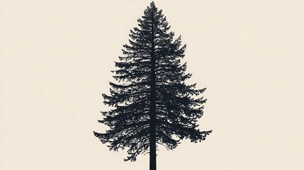 Obraz premium Majestic Evergreen Silhouette Tall Conifer Tree Nature Forest Winter Christmas Holiday Background