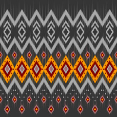 Seamless Bold Geometric Ikat Pattern with Vibrant Yellow and Gray Accents