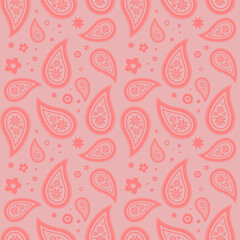 Seamless Pink Paisley Floral Pattern - Retro Boho Desig