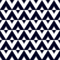 Black and White Ikat Chevron Seamless Pattern - Bold Tribal Design
