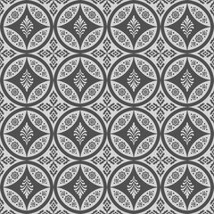 Ornamental Floral Geometric Seamless Pattern - Elegant Black and White Design