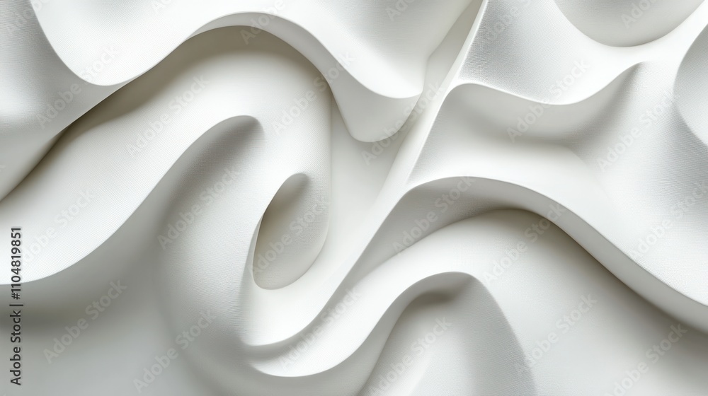 Poster abstract white fabric with flowing curves and folds, creating a soft, textured appearance.