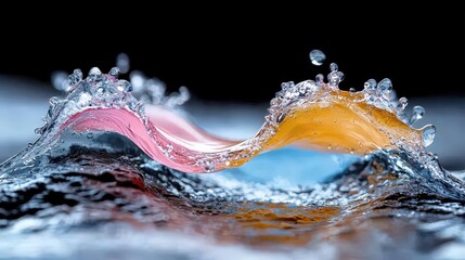 Abstract Water Waves Pink Orange Blue Liquid Splash