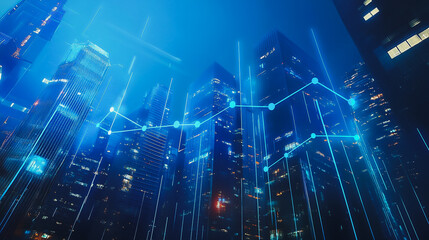 Obraz premium Smart digital city with connection cyber security network reciprocity over the twilight cityscape.future wireless digital city and social media networking systems that connects people within the city