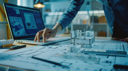 architect working on blueprints