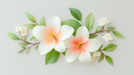 Elegant Paper Flowers Soft White Peach Blooms Floral Arrangement Spring Design