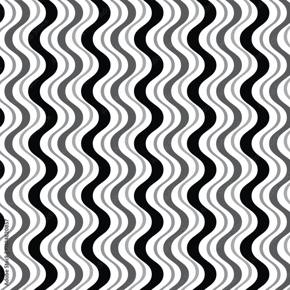 Poster abstract monochrome geometric black grey smooth wave line pattern can be used background.