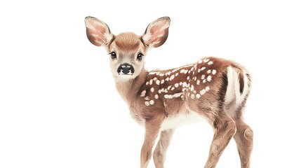 Fototapeta premium Adorable Fawn Baby Deer Wildlife Nature Cute Animal White Background