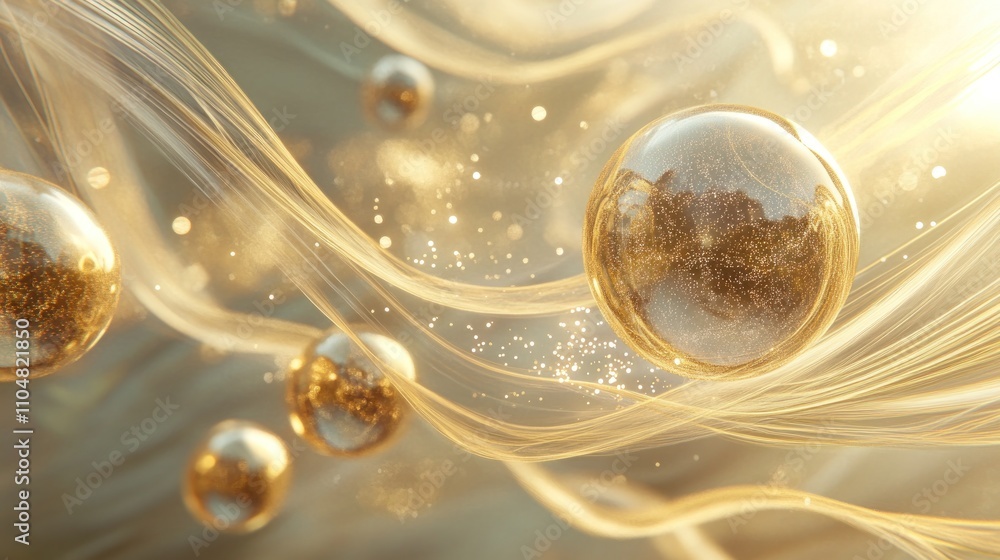 Poster abstract depiction of floating bubbles and flowing lines, suggesting movement and light.