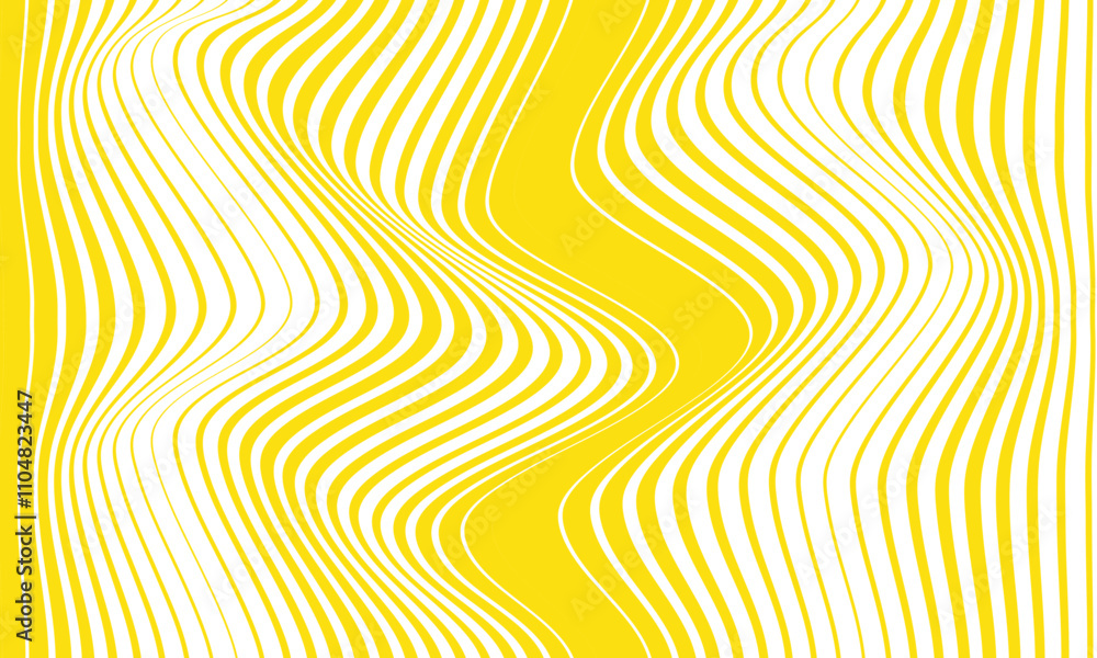 Aufkleber abstract monochrome geometric yellow thin to thick wavy line pattern art can be used background.