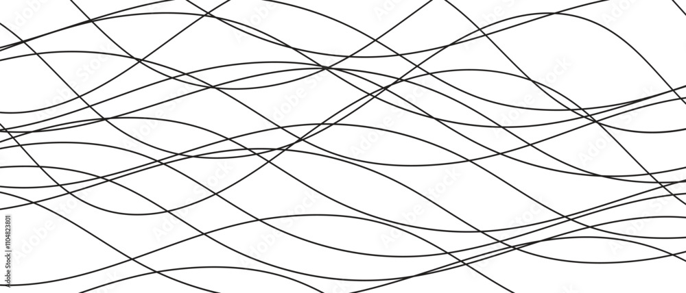 Poster abstract monochrome geometric black chaotic wavy line art can be used background.