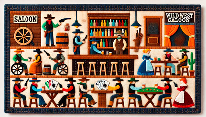 Cowboys in a saloon on the wild west.