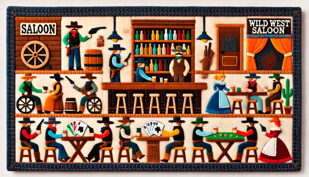 Cowboys in a saloon on the wild west.