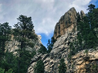 Profile of George Washington at Mount Rushmore National Memorial in South Dakota.