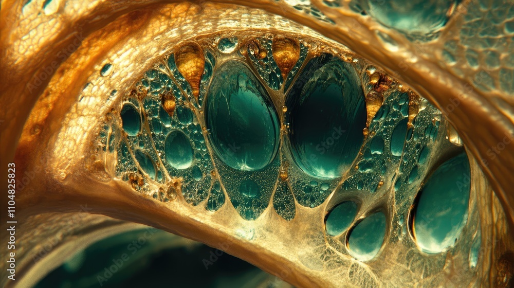 Poster intricate abstract patterns with bubbles and fluid texture in macro view