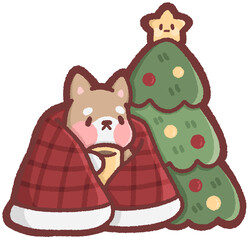 cozy Christmas with a blanket - dog