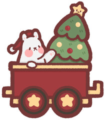 Christmas train (Christmas tree carriage) - bunny