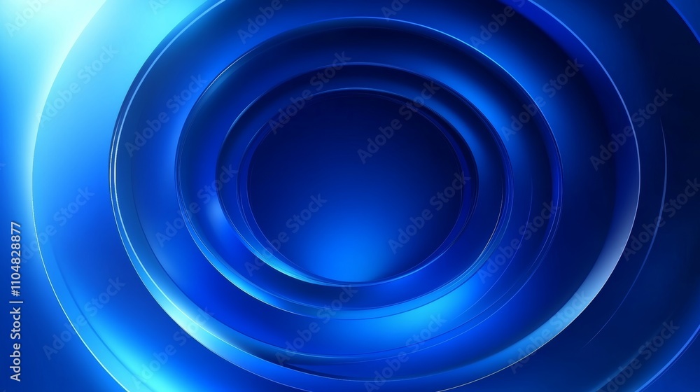 Poster Abstract Blue Concentric Circles with Gradient Shading and Central Void