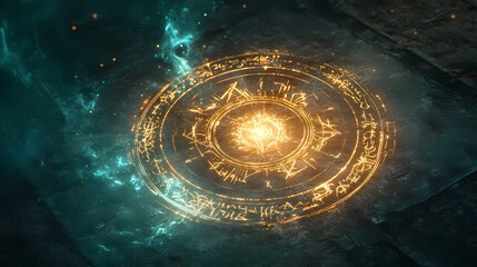 Anime wind magic circle. Runic. Illustration