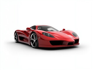 A one red sports car or supercar isolated on white.