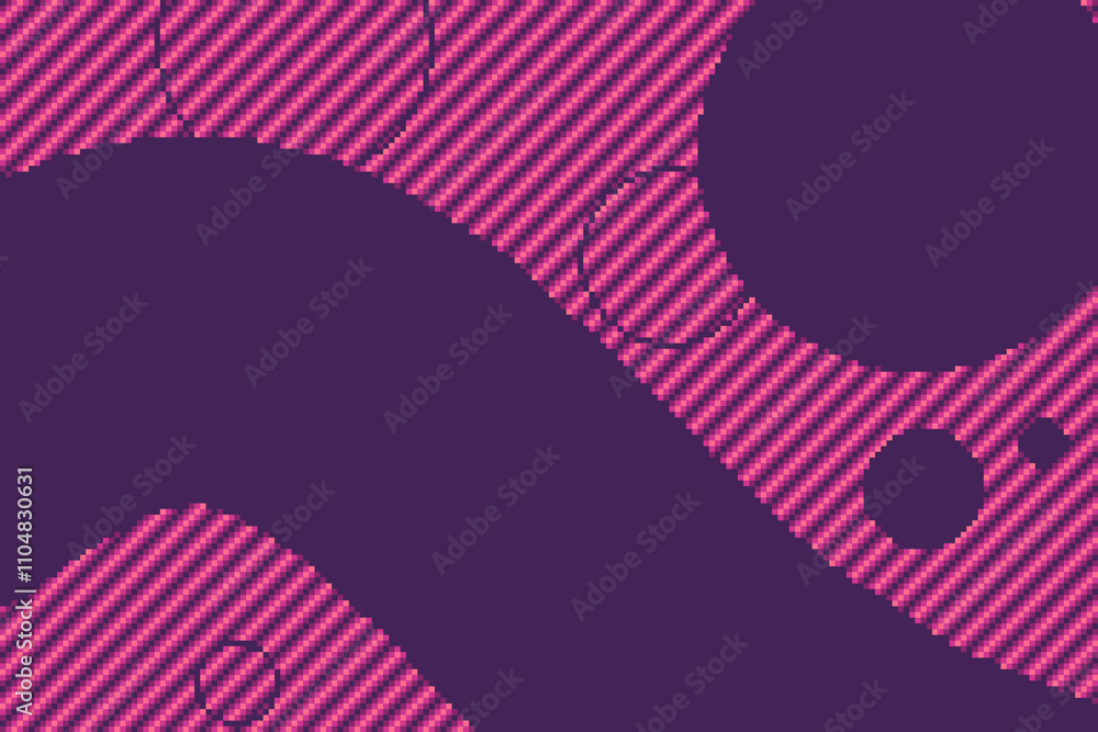 Poster abstract pixel art style diagoanl line gradient with dark purple curve and circles background