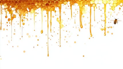 Fototapeta premium Dripping Honeycomb with Bee in Natural Light