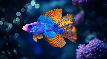 Stunning Peacock Fish with Vibrant Tail Reflects the Dawn’s Light in the Deep Sea  