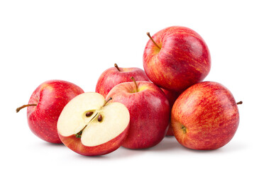 Gala apples with cut in half  isolated on white background. Clipping path.