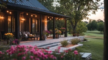 Fototapeta premium Serene Evening at a Rustic Farmhouse