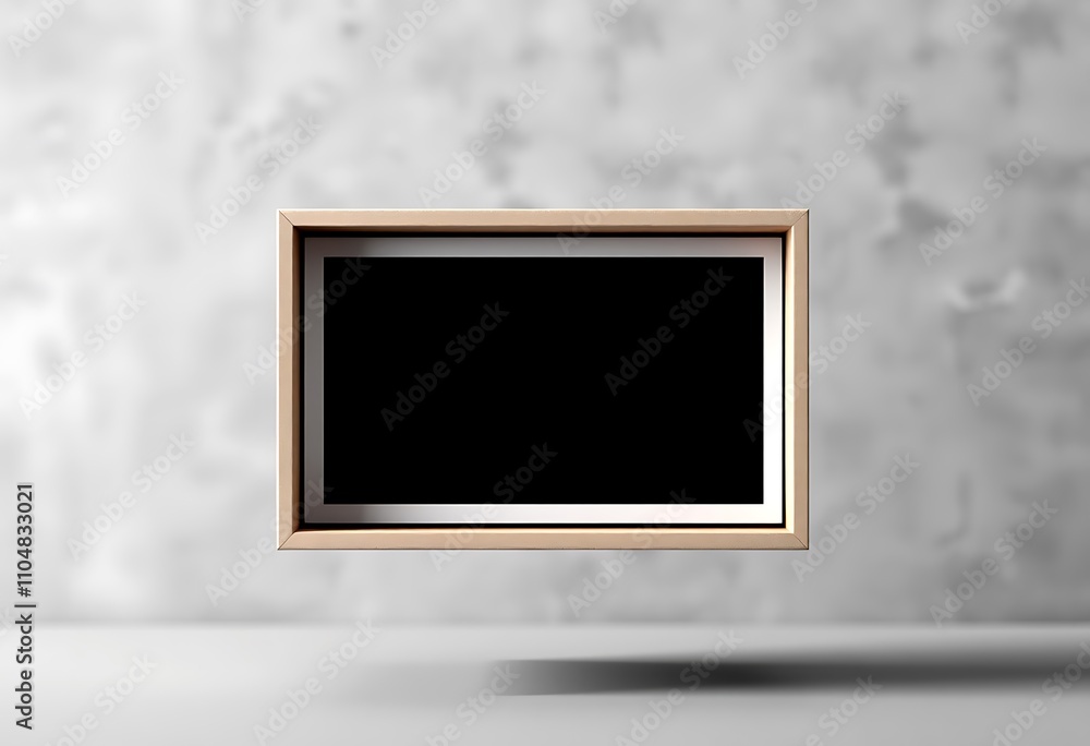 Poster floating beige frame mockup minimalist blank canvas display