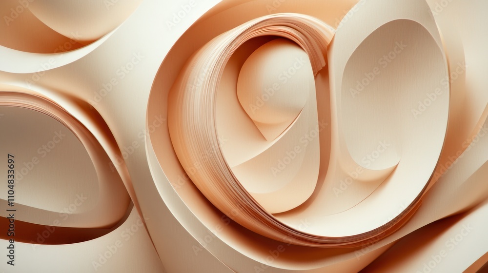 Poster abstract swirling shapes in soft beige tones create a fluid, artistic composition.