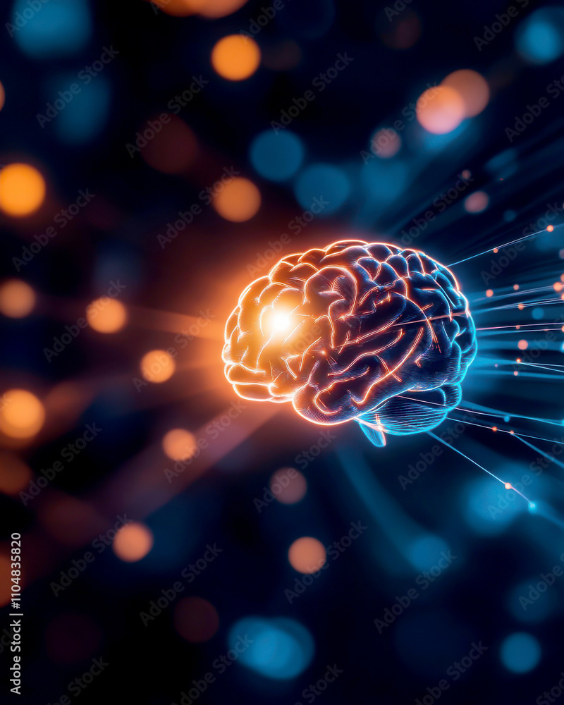 Aufkleber abstract representation of a brain with glowing neural connections.