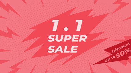 Super sale banner design background with pink color, online shopping discount prices. Vector illustration. Suitable for banners, promotions, sales, etc.